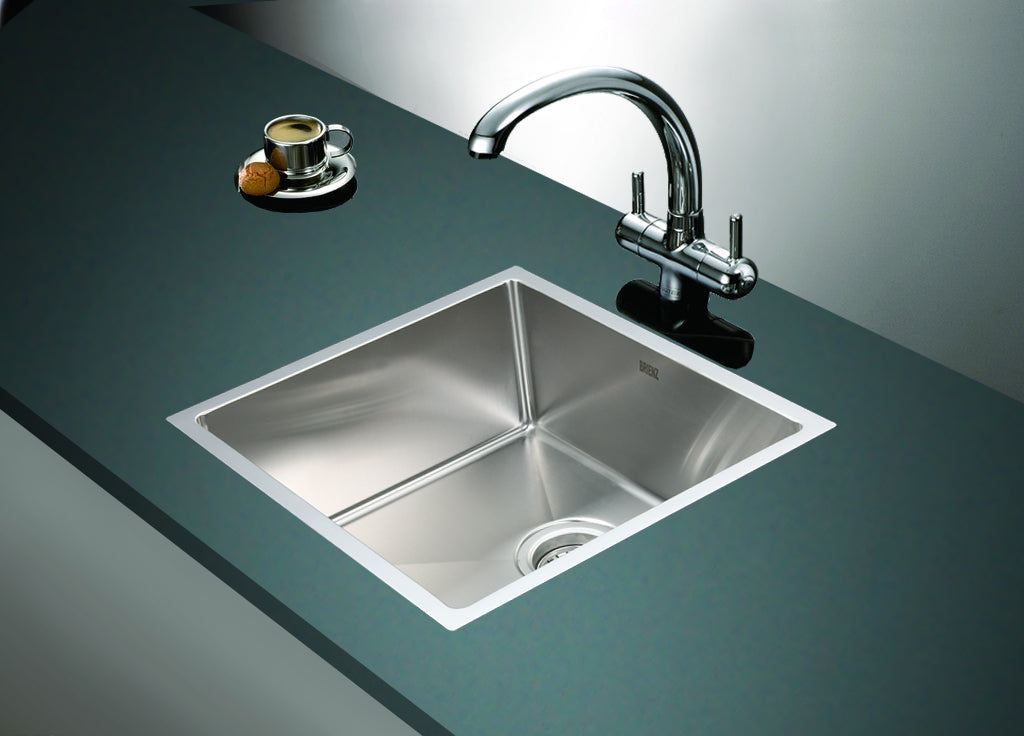 490x440mm Handmade Stainless Steel Undermount / Topmount Kitchen Laundry Sink with Waste