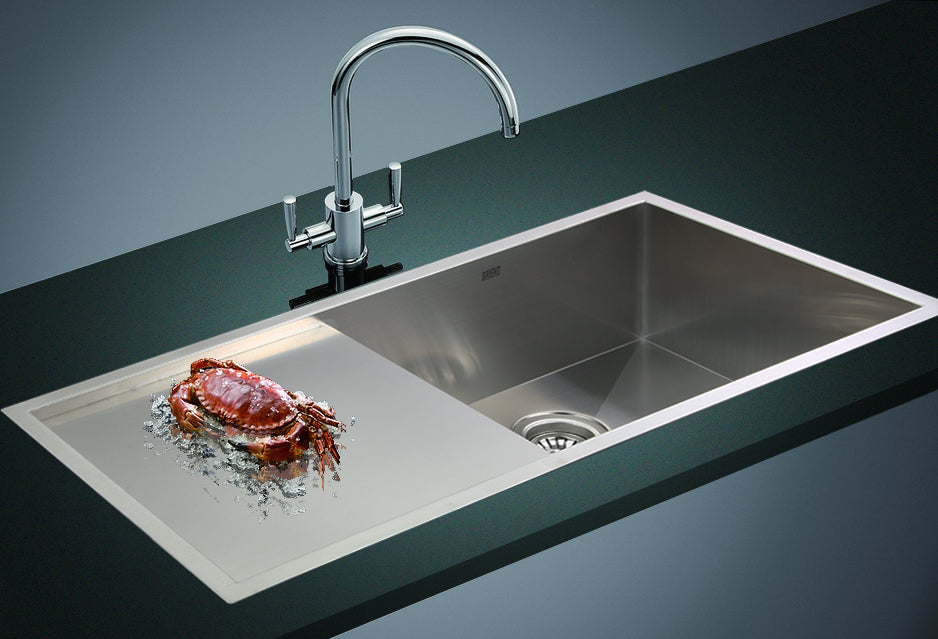 960x450mm Handmade Stainless Steel Undermount / Topmount Kitchen Sink with Waste