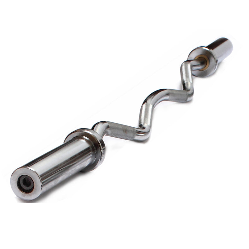 Heavy Duty Chrome Olympic Curl Bar 120cm with Spring Collars