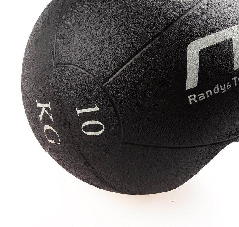 10kg Double-Handled Rubber Medicine Ball, Black