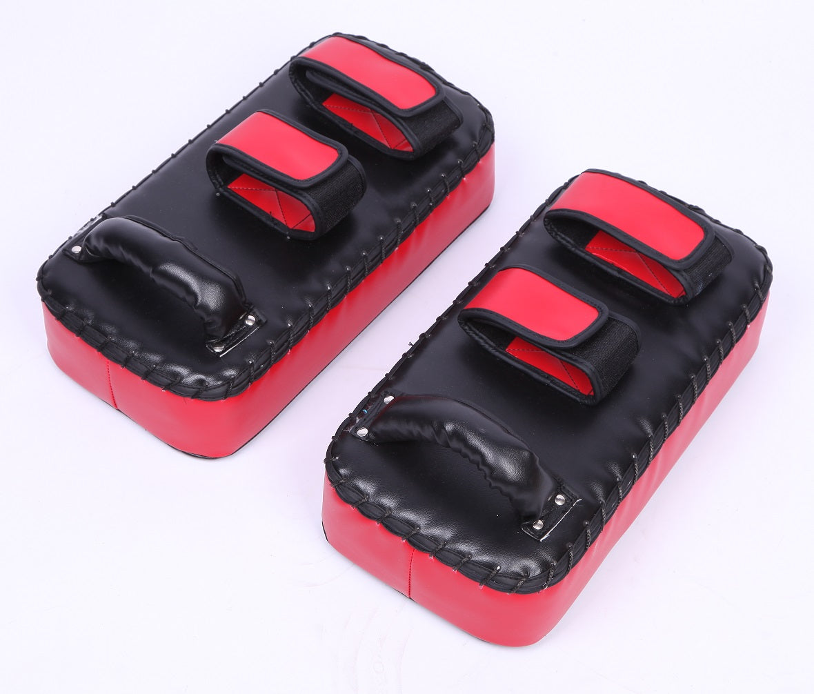 Lightweight Red PU Leather Thai Pads, Pair for Gym Workouts