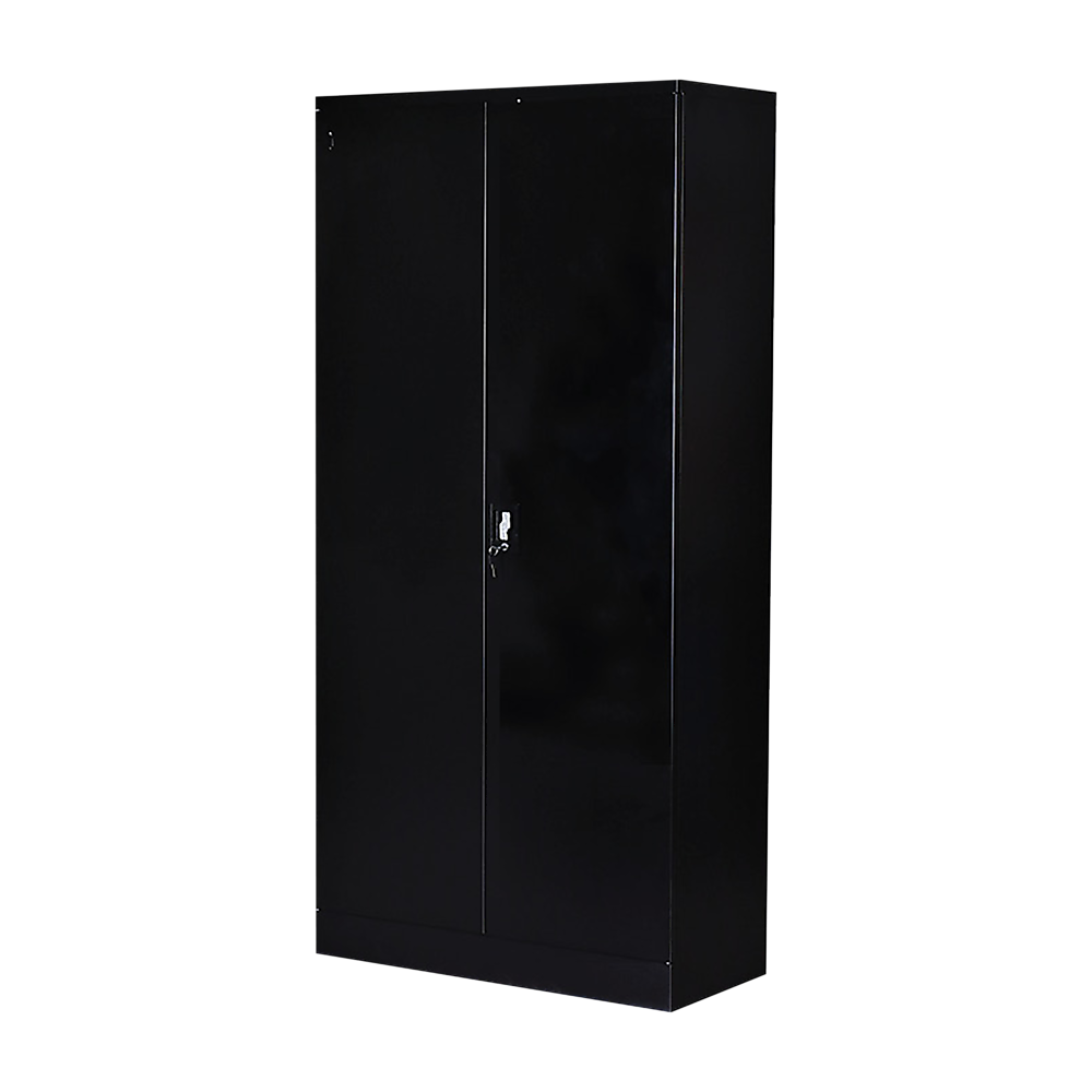 Lockable 2-Door Black Steel Storage Cabinet with 5 Shelves