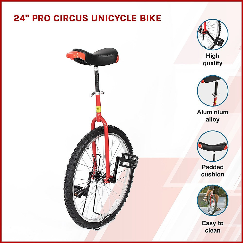 24'' Adjustable Pro Circus Unicycle Bike with Stand