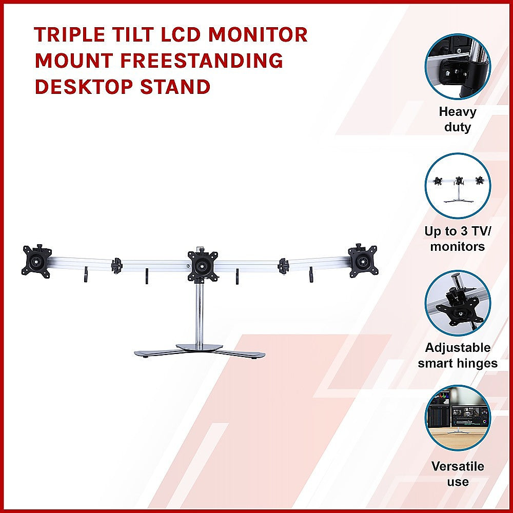 Adjustable Triple LCD Monitor Stand for 15-24" Screens