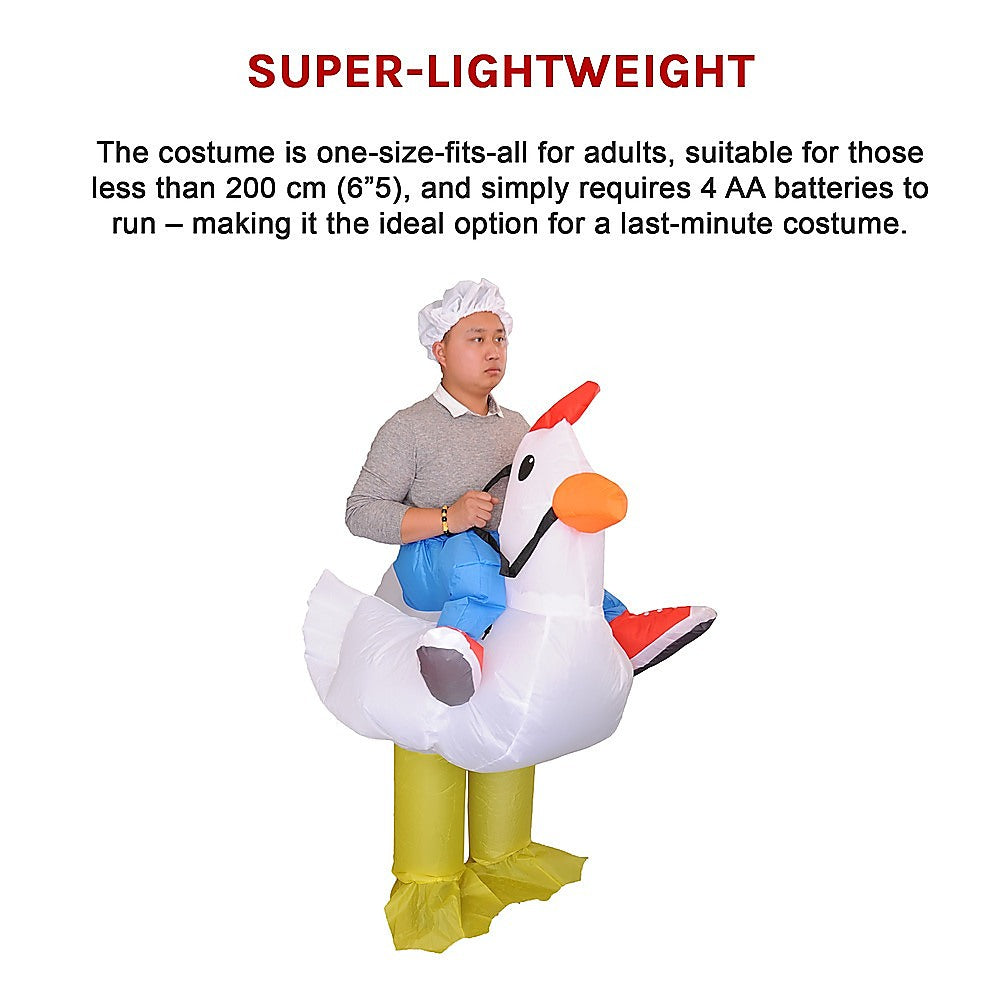 Lightweight Inflatable Chicken Costume, Fan Operated, One-Size