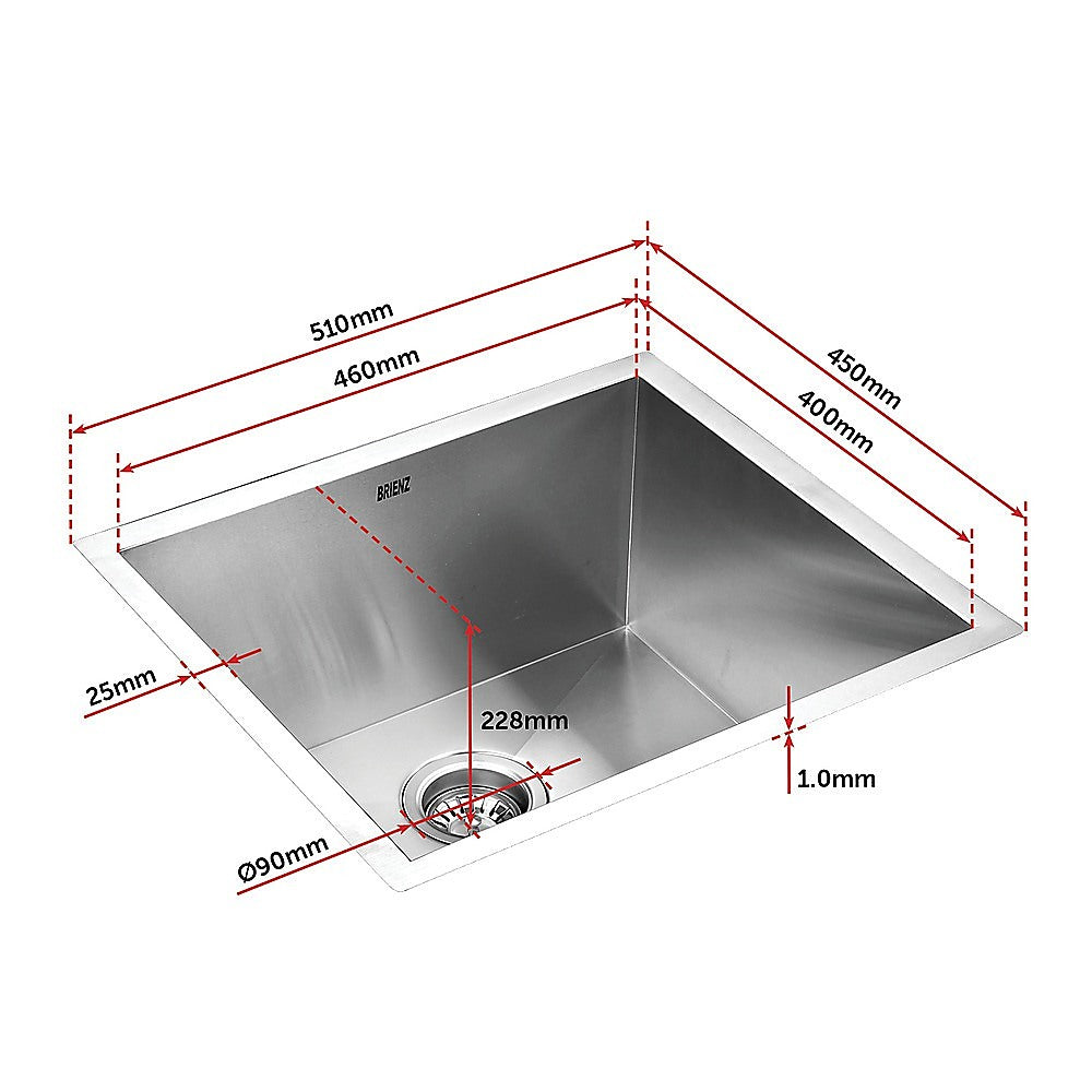 Handmade Heavy Duty 304 Stainless Steel 510x450mm Kitchen Sink