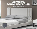 Linen Fabric Queen Bed Deluxe Headboard Bedhead - Beige