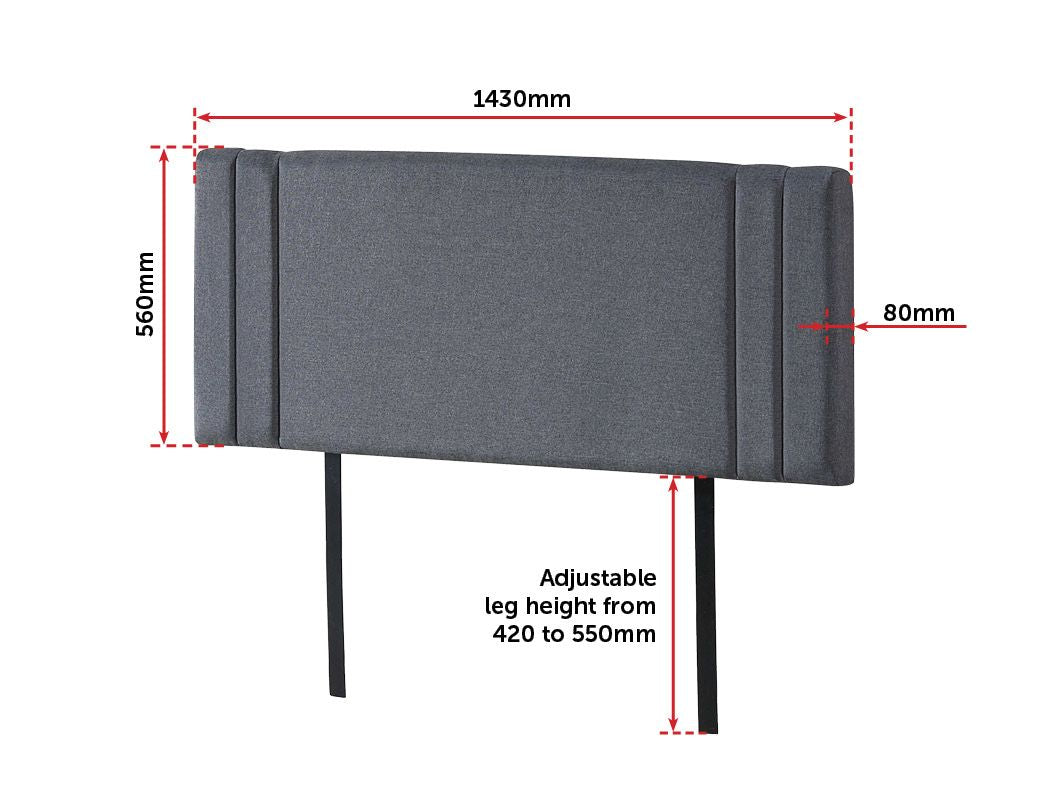 Adjustable Grey Linen Double Bed Headboard with Stitching