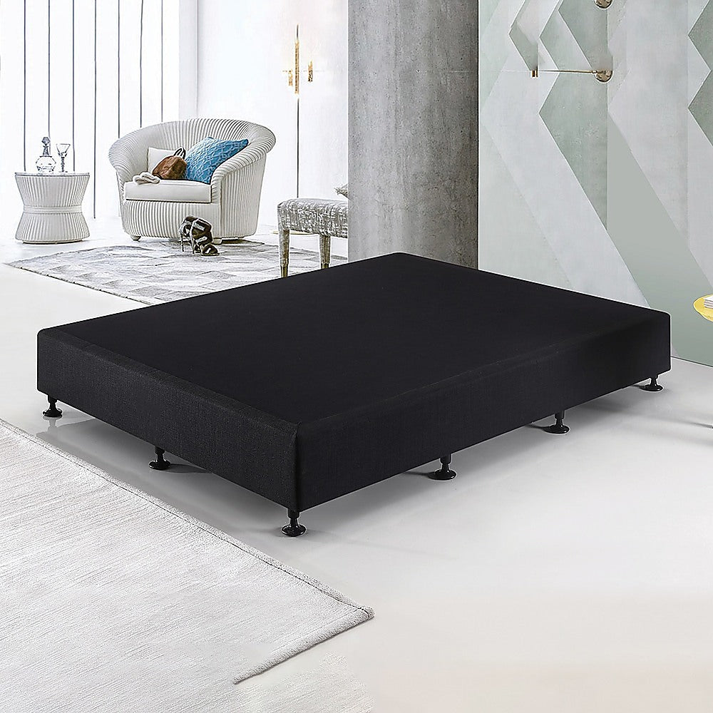 Solid Pine King Single Bed Base Midnight Black Linen