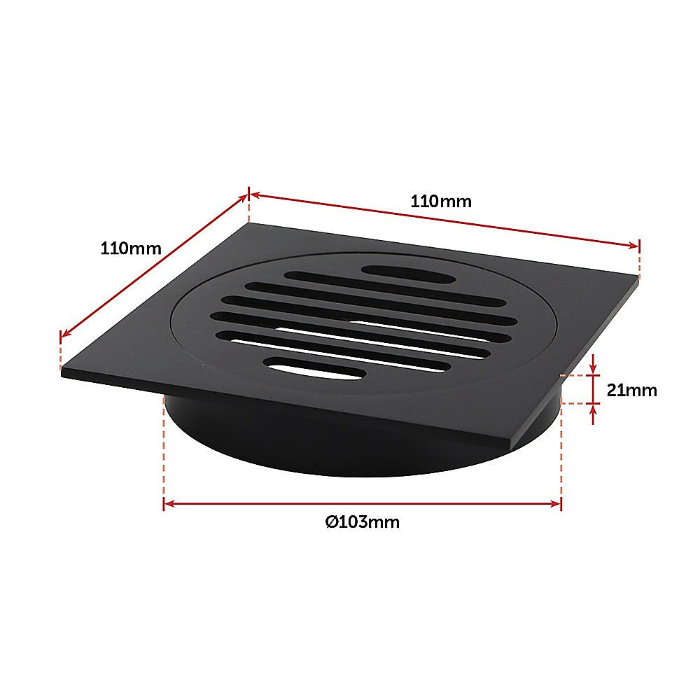 Black Brass Floor Grate Drain, 110mm x 110mm, Sturdy Design