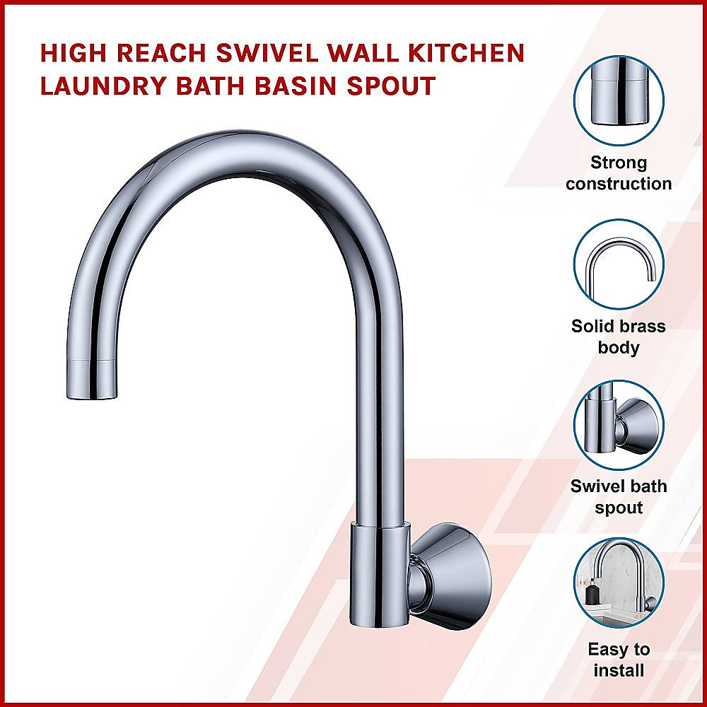 High Reach Swivel Wall Kitchen Laundry Bath Basin Spout