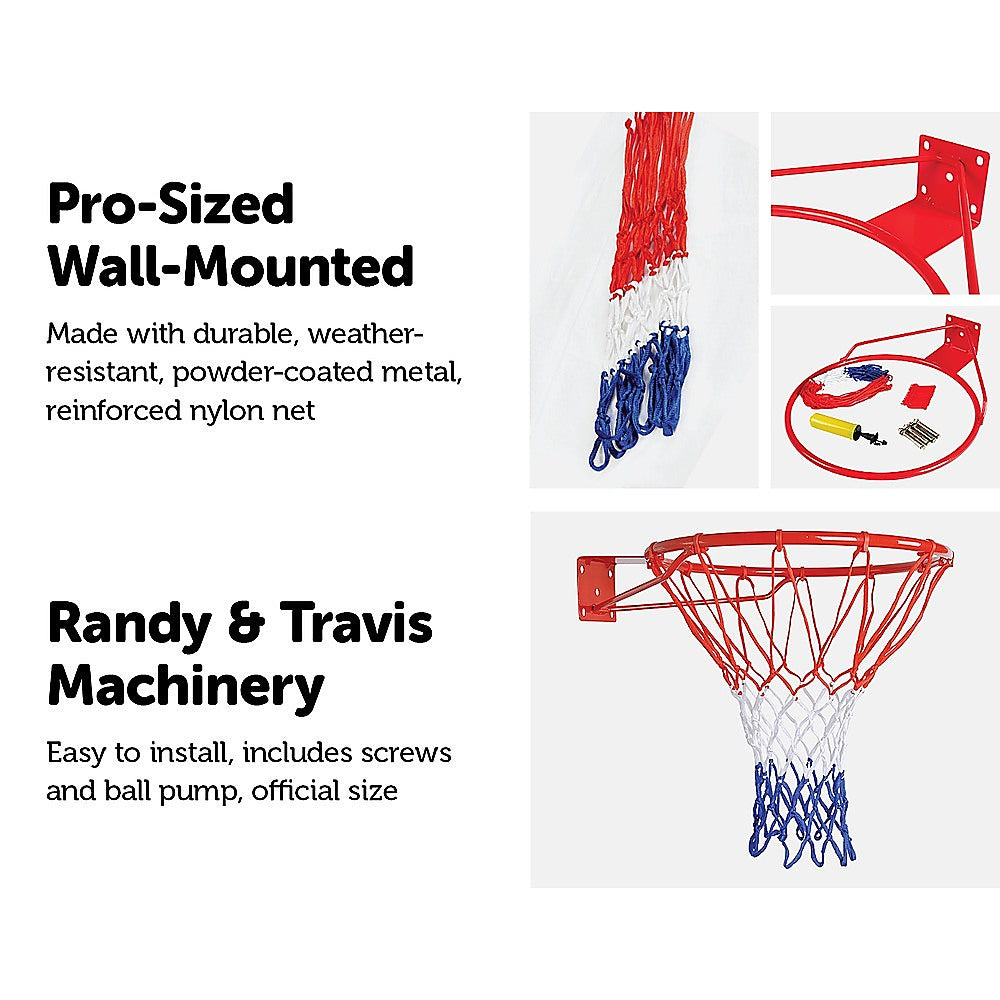 Pro Size 45cm Wall-Mounted Basketball Hoop Set Red