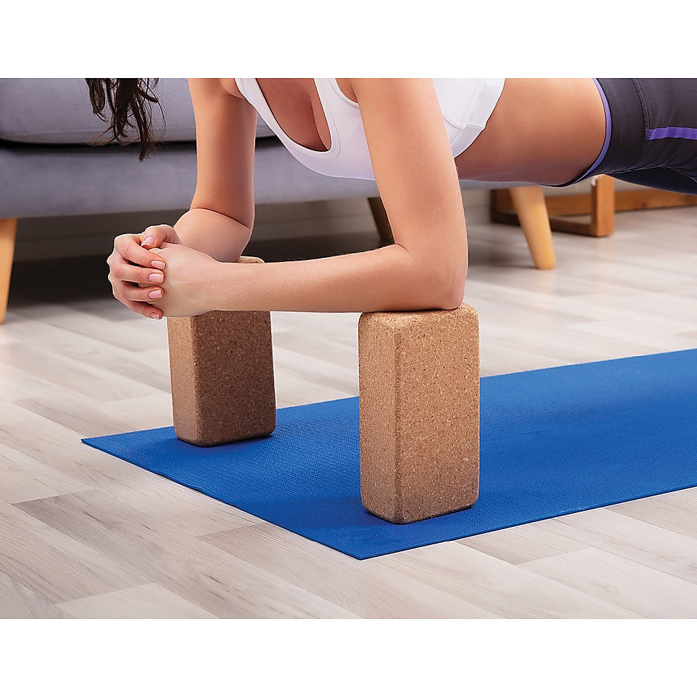 2 x Cork Yoga Block Organic Yoga Prop Accessory Exercise Brick