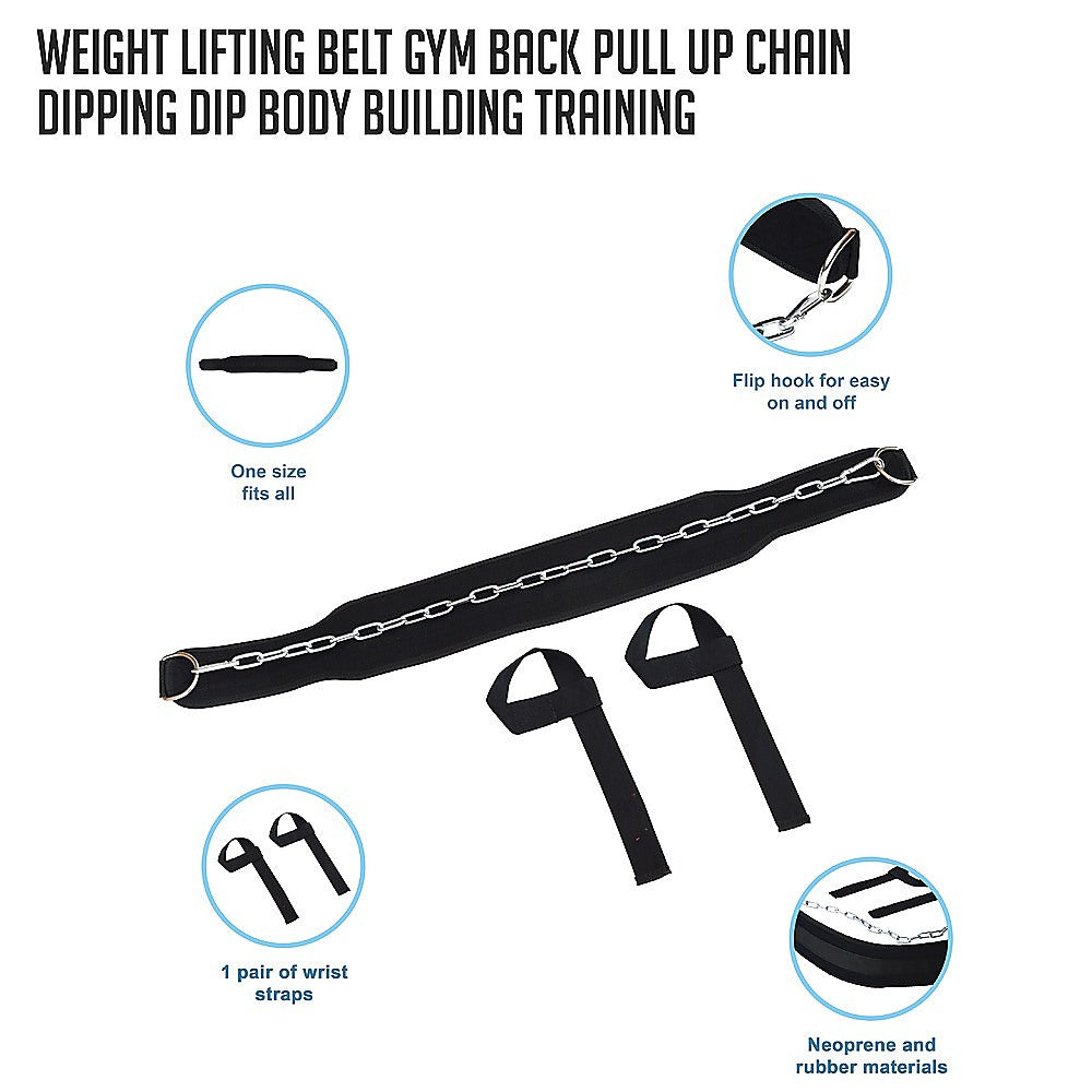 Weight Lifting Belt Gym Back Pull Up Chain Dipping Dip Body Building Training