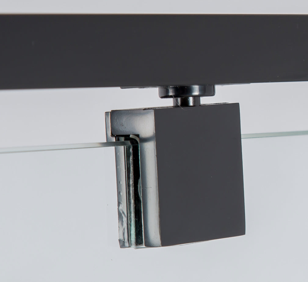 Adjustable Semi-Frameless Shower Screen (98~106)x195cm, Black, Toughened Safety Glass, Della Francesca