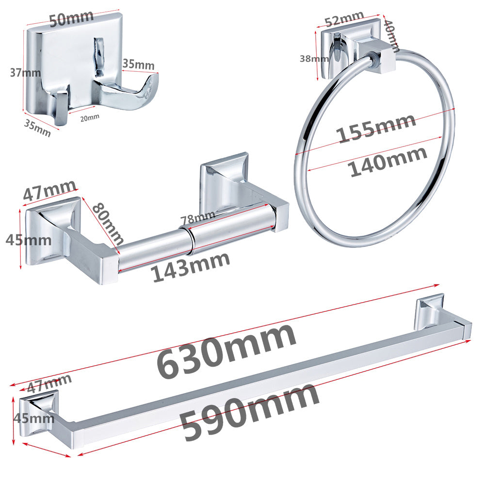 Chrome & Stainless Steel 4 Piece Bath Hardware Set