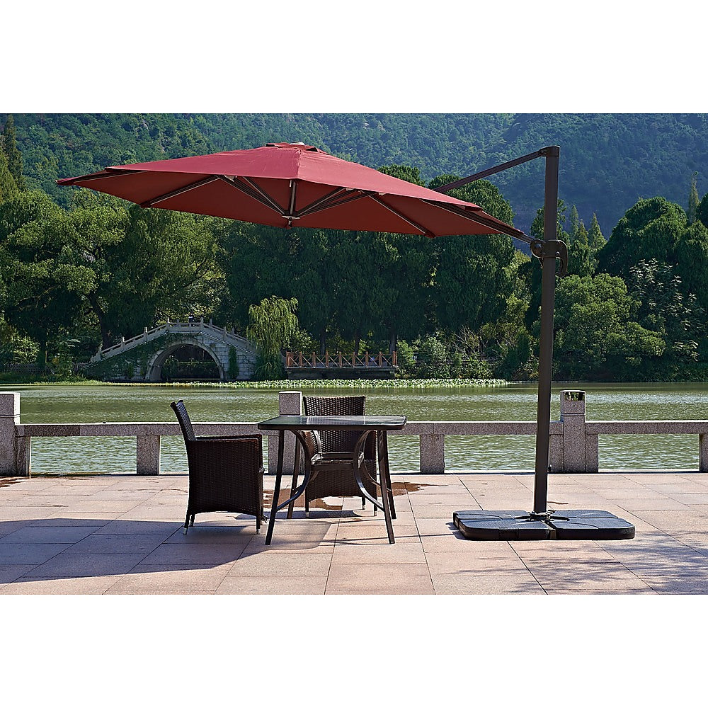 Heavy-Duty Black 4-Piece 3M Patio Umbrella Base Set, UV Protective