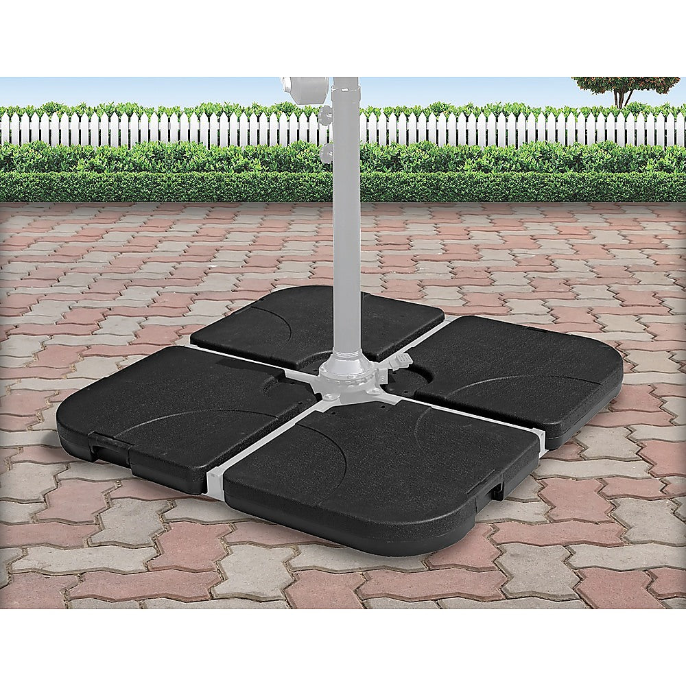 Heavy-Duty Black 4-Piece 3M Patio Umbrella Base Set, UV Protective