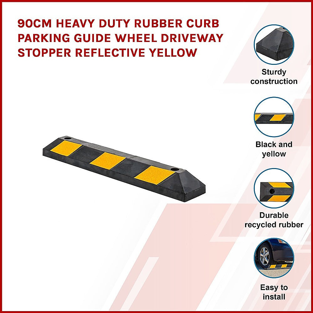 High-Visibility Rubber Curb Parking Guide, 90cm, Reflective