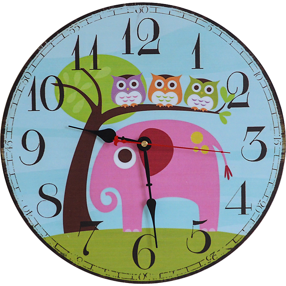 Colorful Animal-Themed Kids Wall Clock, 34cm Diameter