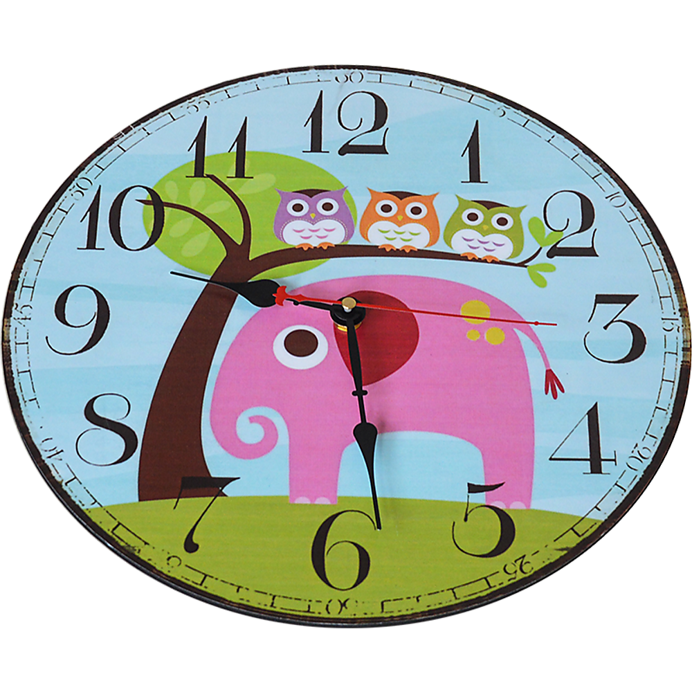 Colorful Animal-Themed Kids Wall Clock, 34cm Diameter