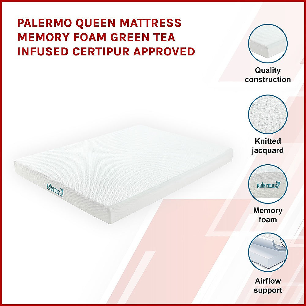 Palermo Queen Mattress Memory Foam Green Tea Infused CertiPUR Approved