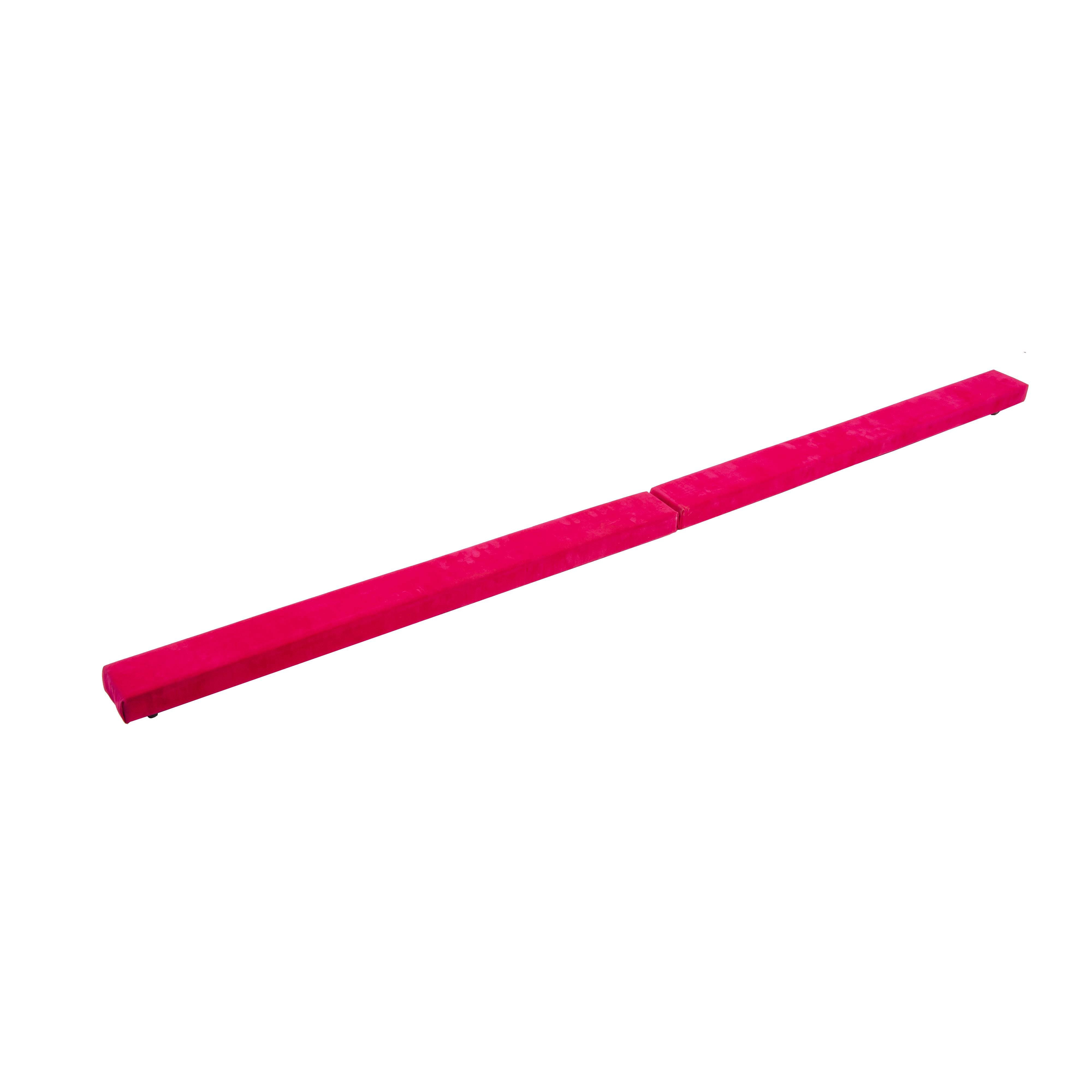 2.2m Gymnastics Folding Balance Beam Pink Synthetic Suede