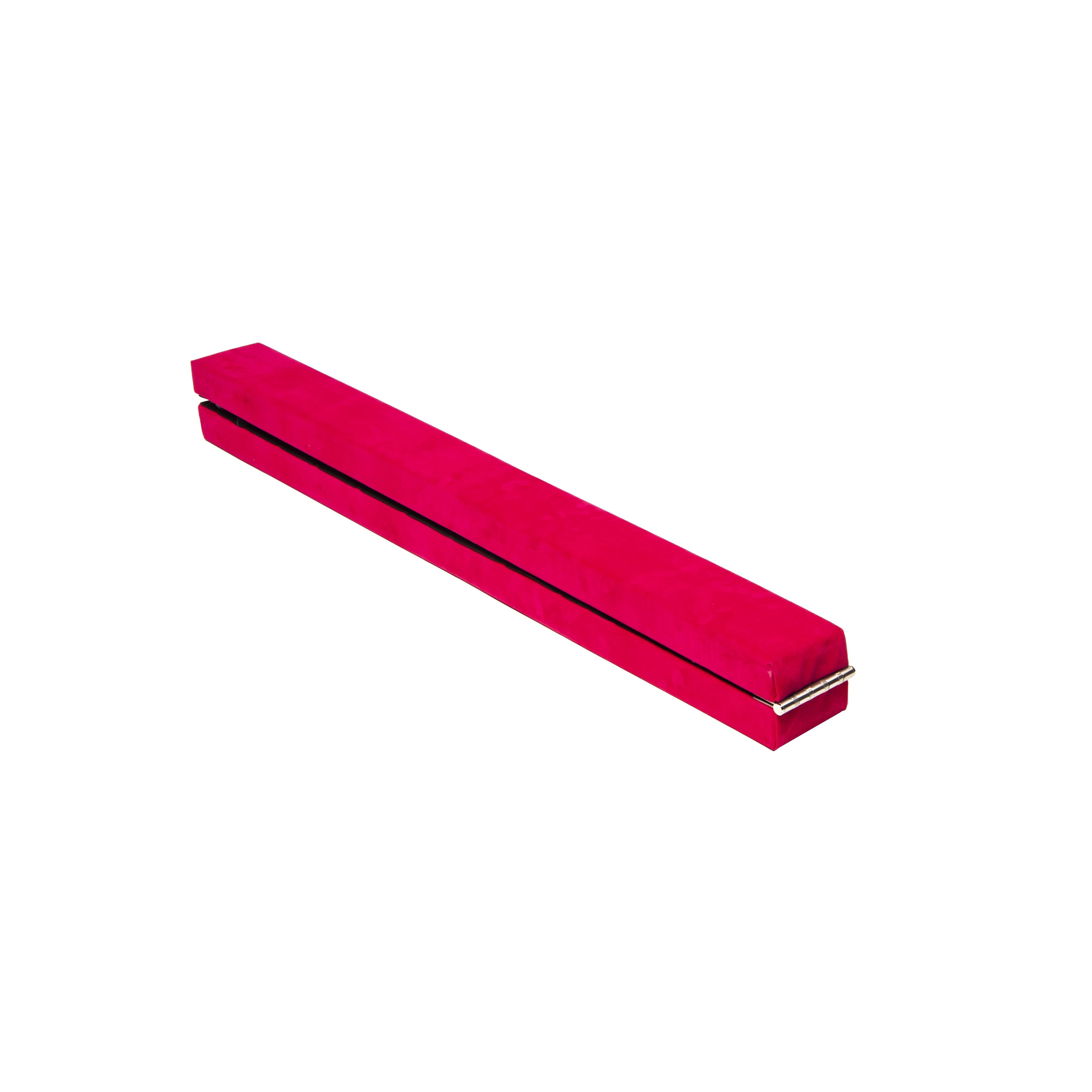 Pink Folding Gymnastics Balance Beam, 2.2m, Synthetic Suede