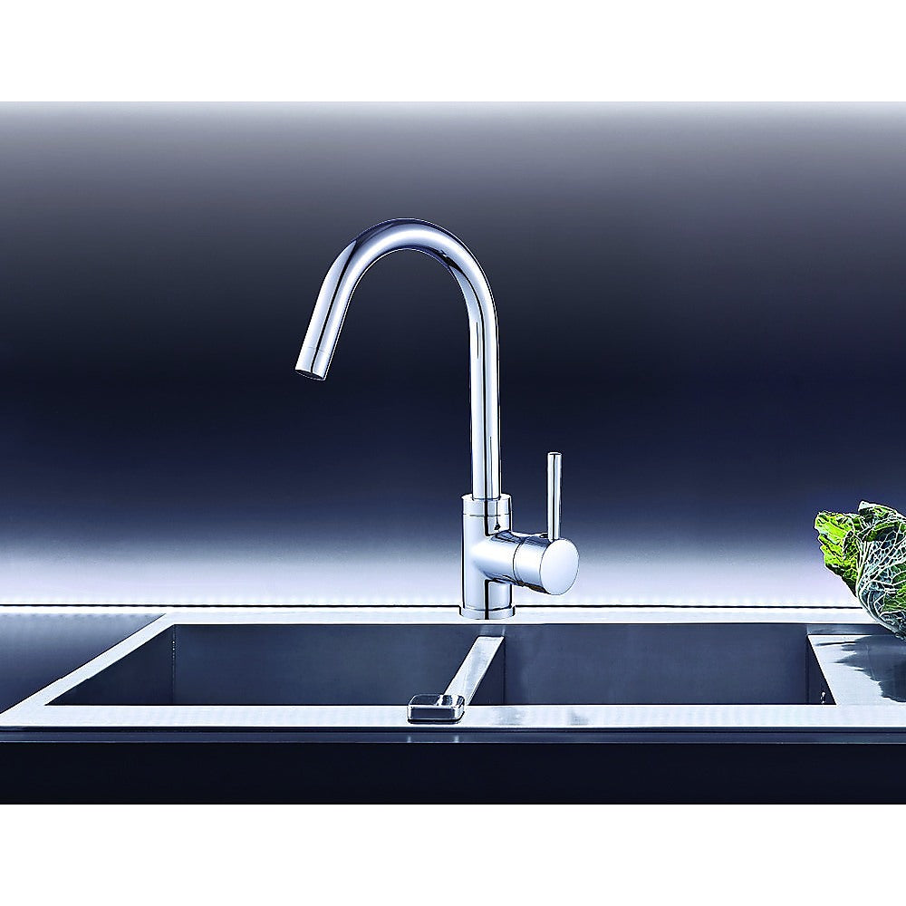 Solid Brass Chrome Kitchen Basin Mixer Tap with Ceramic Cartridge