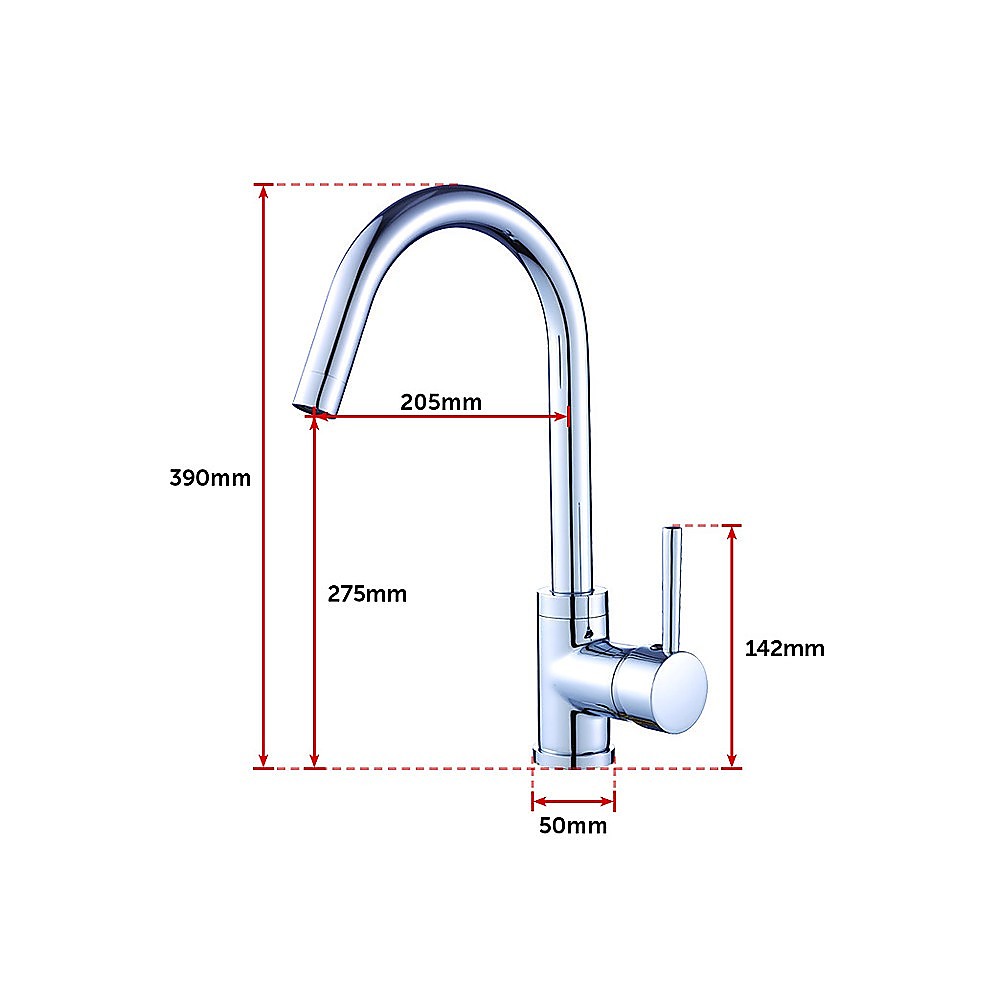 Solid Brass Chrome Kitchen Basin Mixer Tap with Ceramic Cartridge