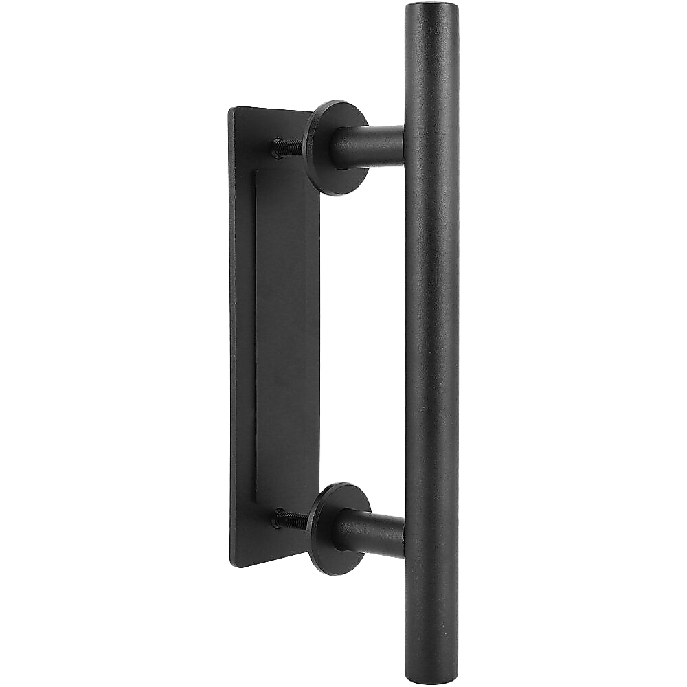 Black Carbon Steel Sliding Door Handle Set, 12" - Barn Door Hardware