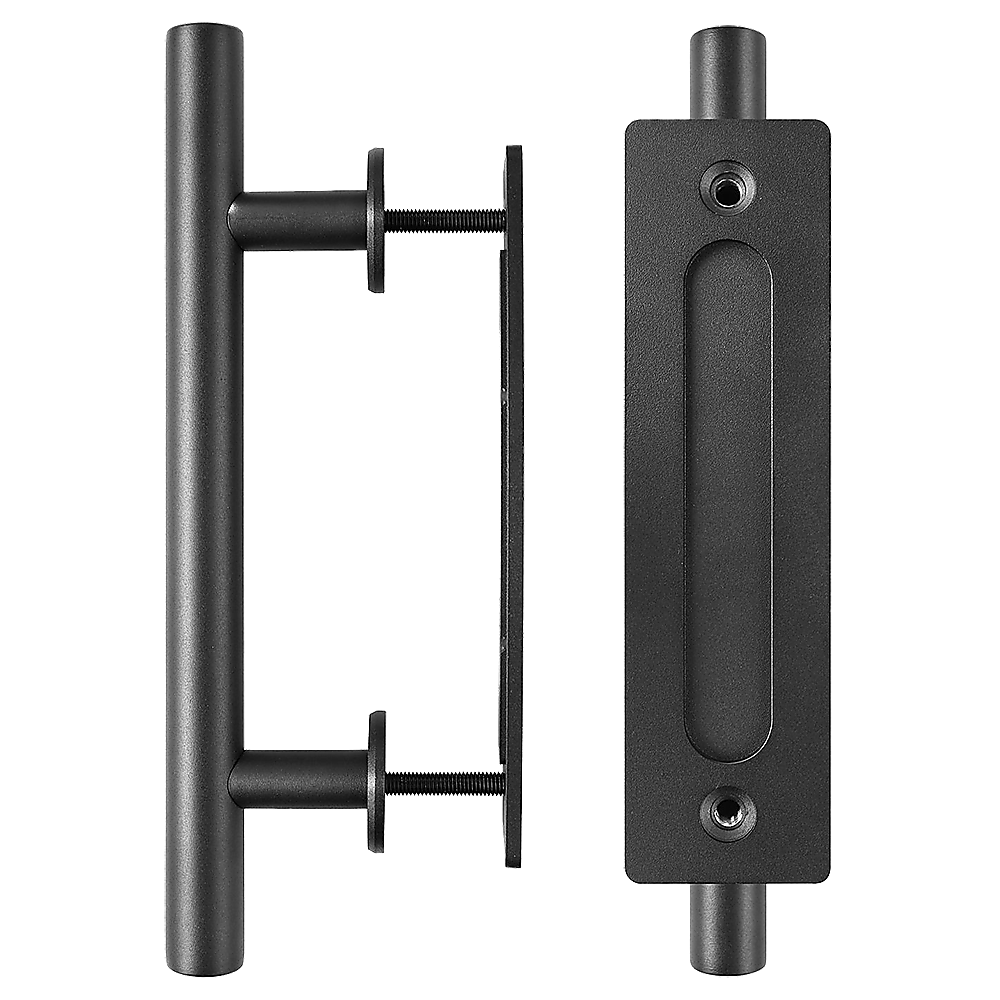 Black Carbon Steel Sliding Door Handle Set, 12" - Barn Door Hardware