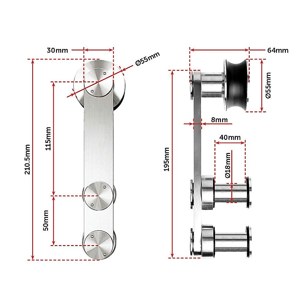 High-Quality Sliding Barn Door Hardware Set, Stainless Steel