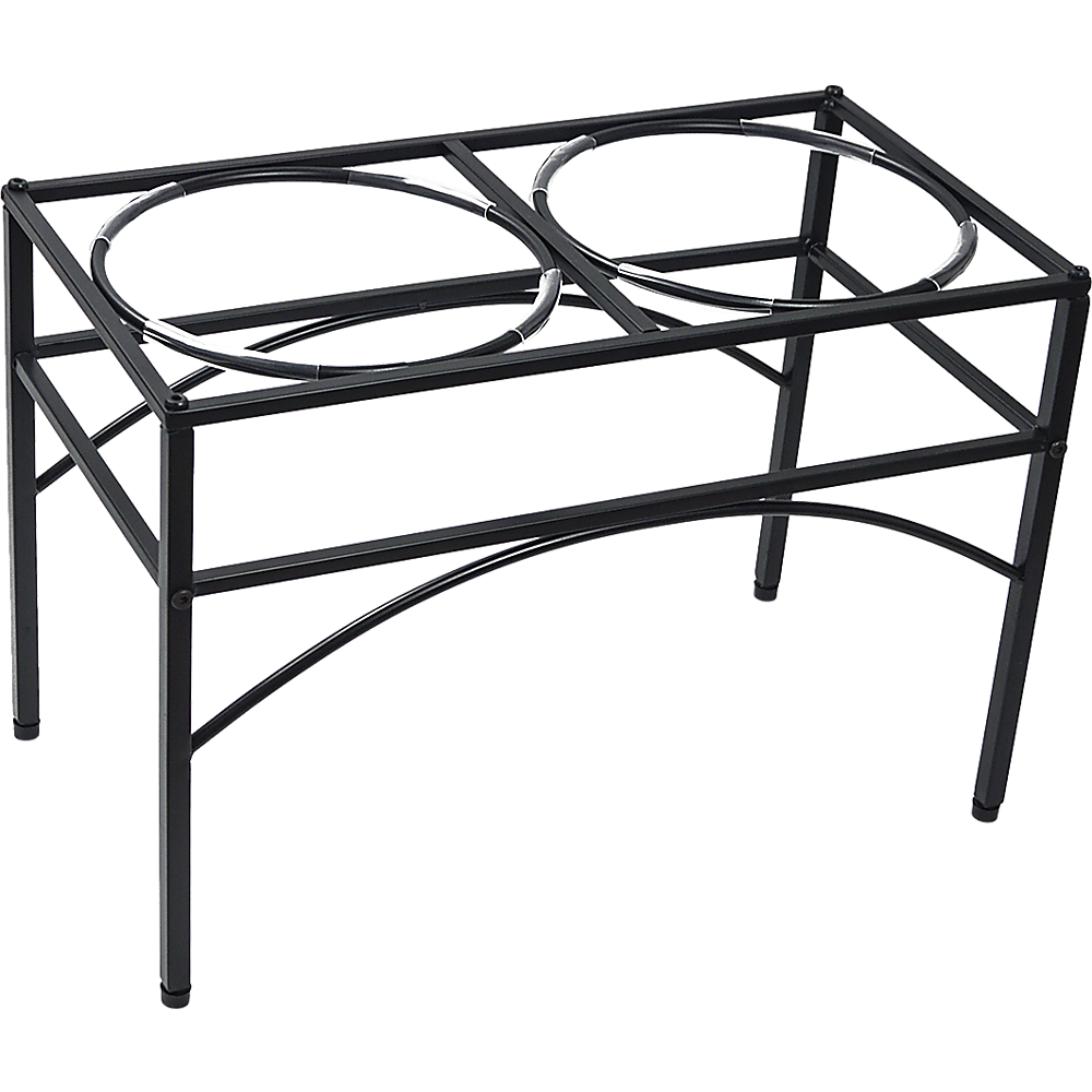 Dual Elevated Raised Pet Feeder, Non-Slip, 2.4L Bowls, Black Iron Stand