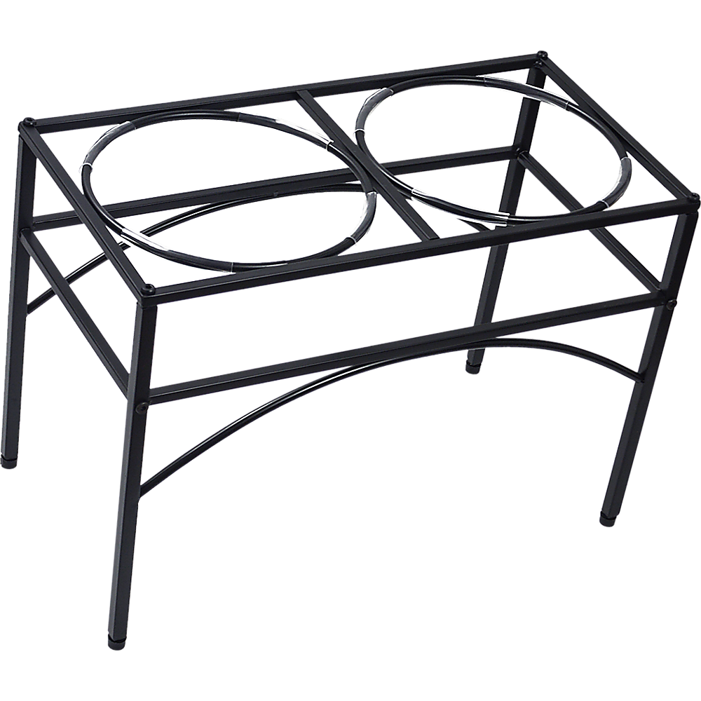 Dual Elevated Raised Pet Feeder, Non-Slip, 2.4L Bowls, Black Iron Stand