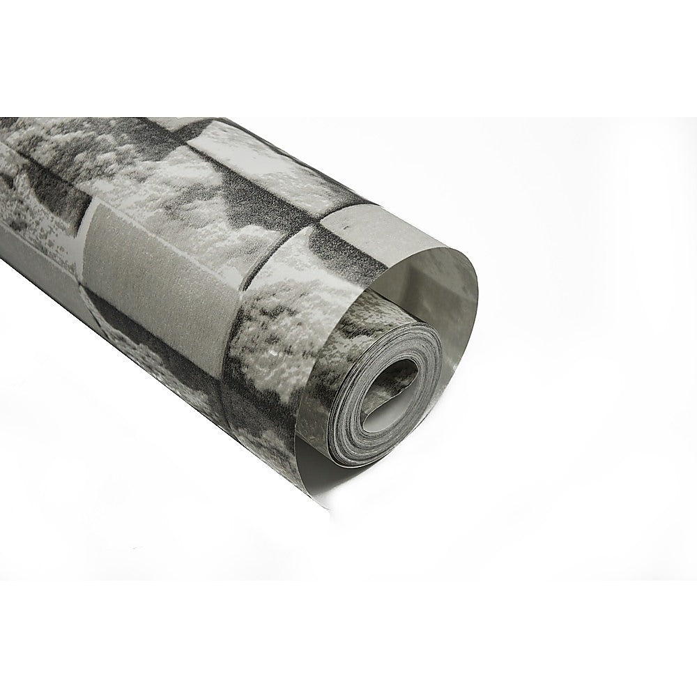 3D Grey Brick Pattern Non-Woven Wallpaper Roll, 53cm x 10m