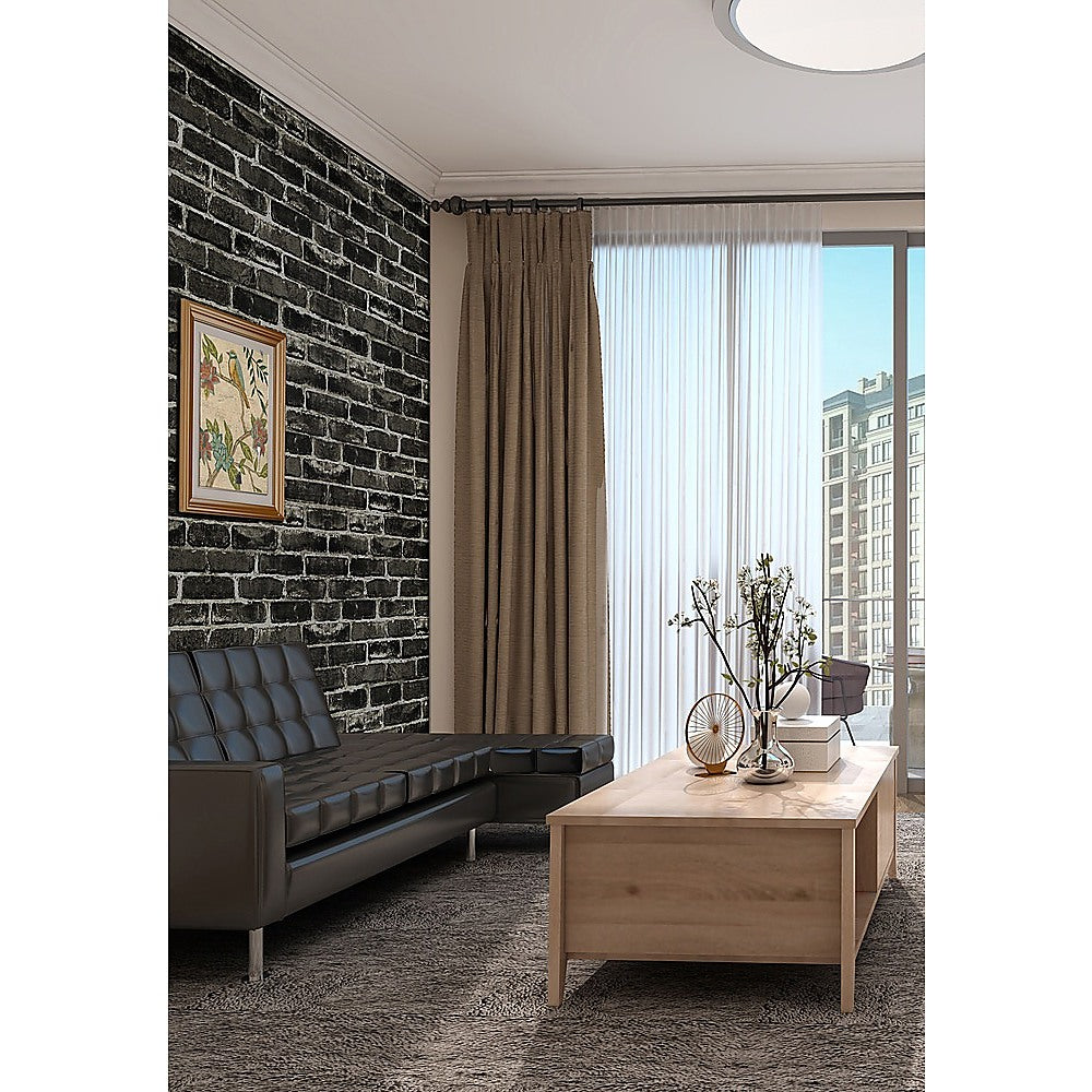 Dark Grey 3D Textured Brick Wallpaper Roll, Waterproof PVC