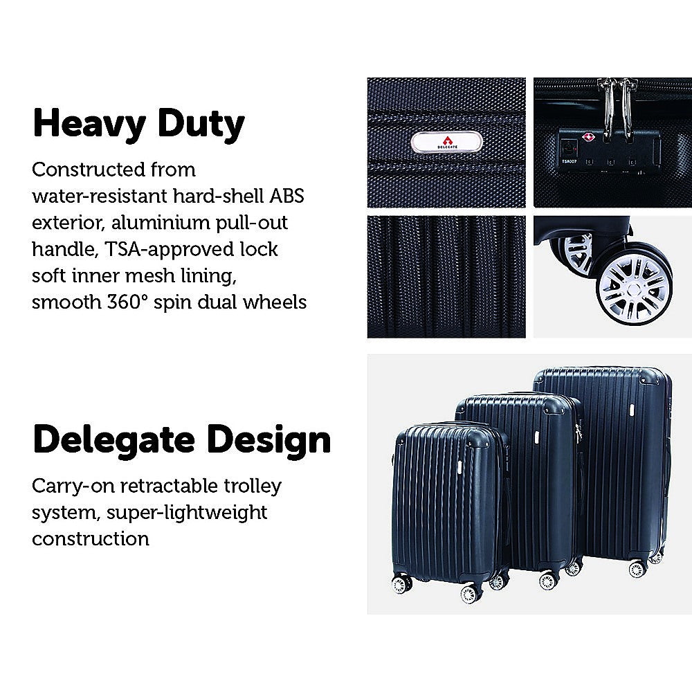 Lightweight Water-Resistant Trolley Suitcases Set, TSA Locks, Delegate