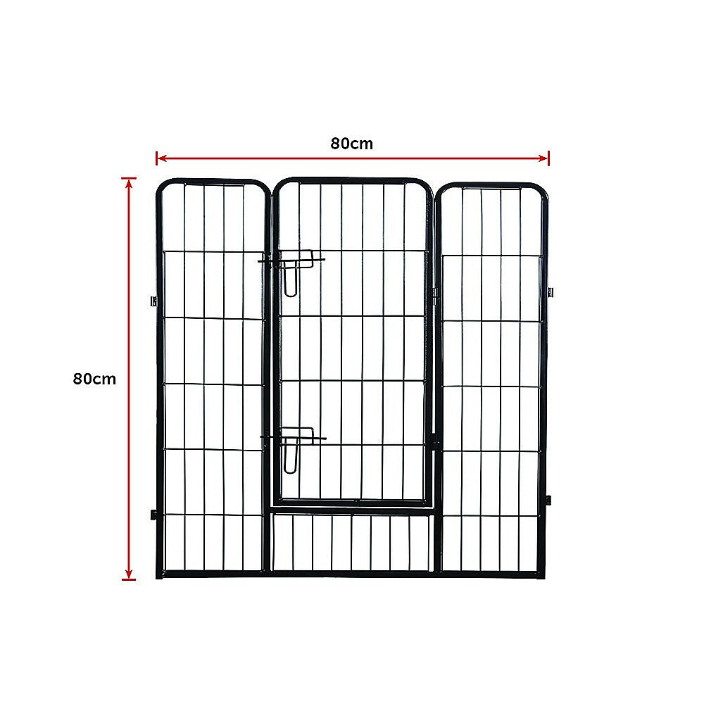 Adjustable 8-Panel Pet Playpen, Black Steel, 80cm High