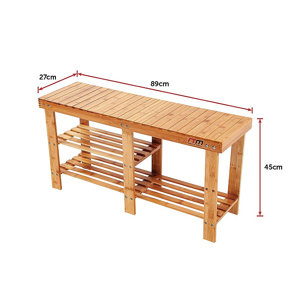 Eco-friendly Bamboo Shoe Rack Bench with Boot Storage