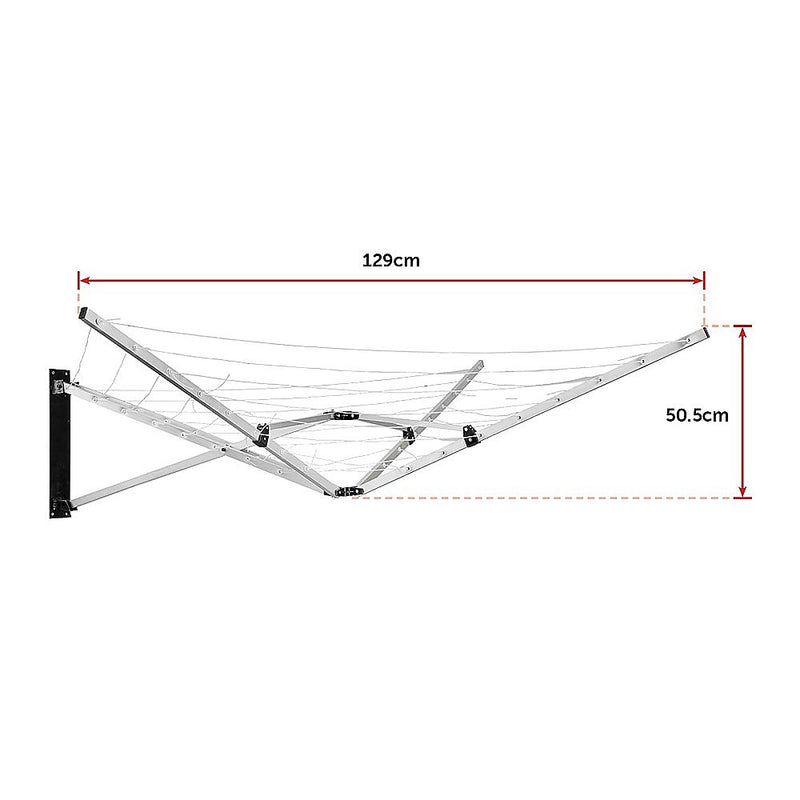 26m 5 Arm Wall Hang Mountable Clothes Airer Dryer Washing Line Bathroom Kitchen main image 0