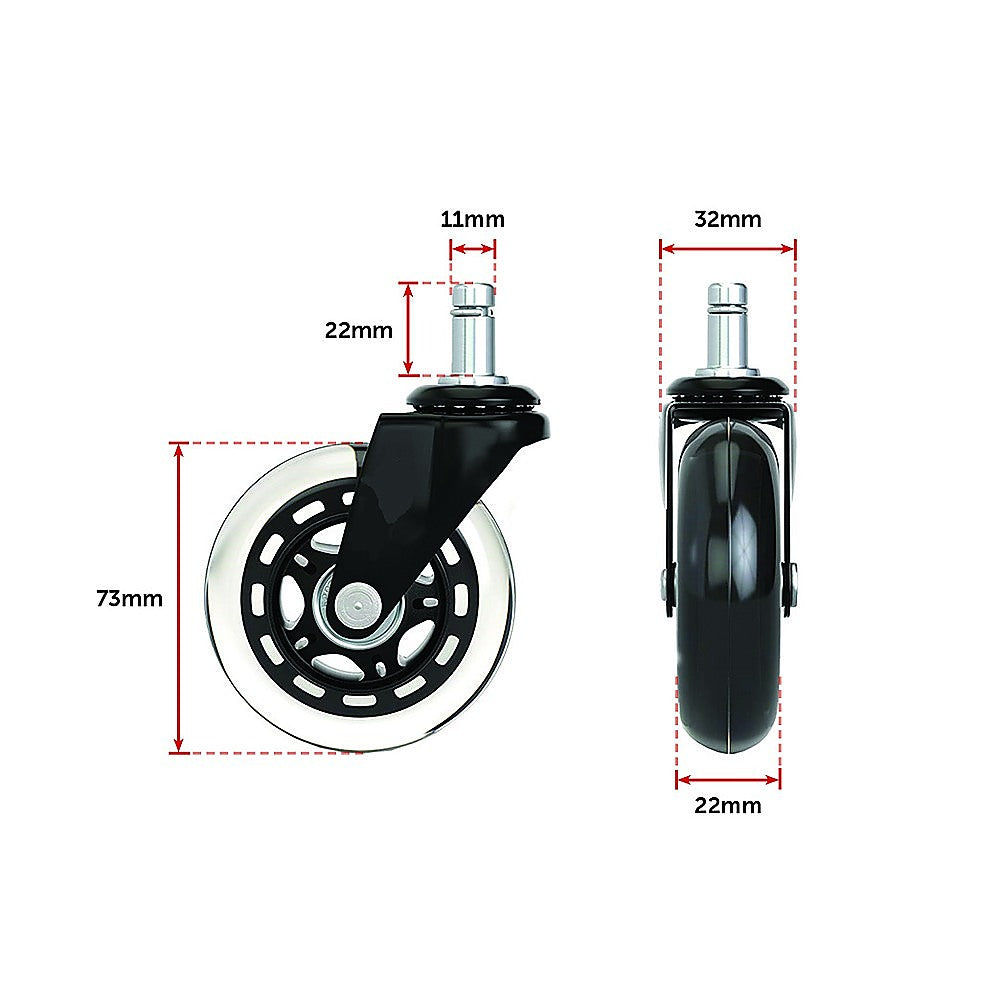 Heavy Duty Office Chair Caster Wheels, Safe, Universal Fit, Set of 5