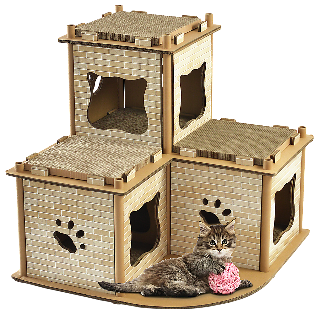 Cat Cardboard House Tree Tower Condo Scratcher Pet Post Pad Mat Furniture