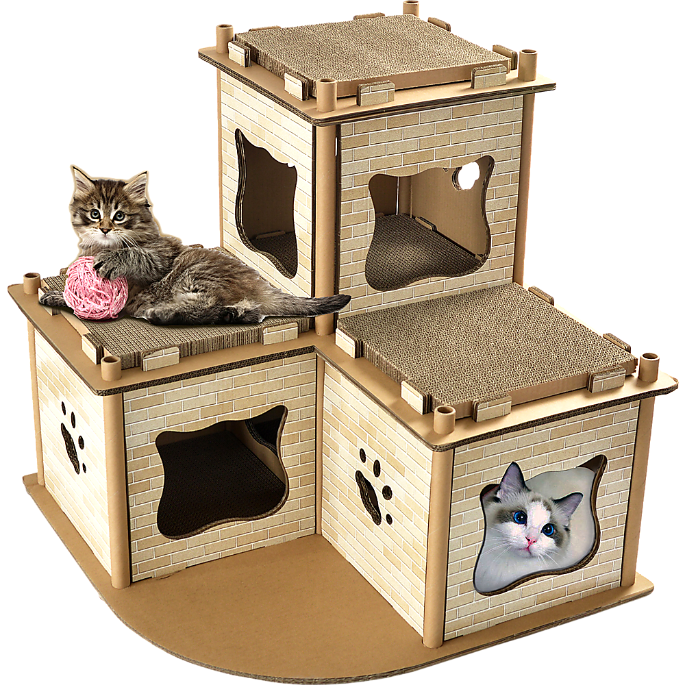 Cat Cardboard House Tree Tower Condo Scratcher Pet Post Pad Mat Furniture