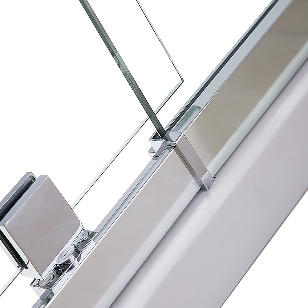 Adjustable Semi-Frameless Shower Screen Set - Chrome, 195cm Height