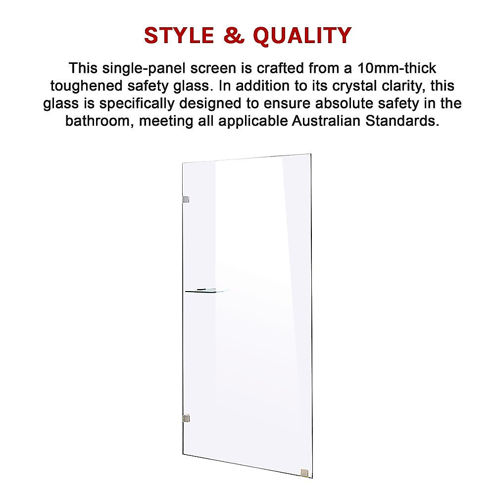 Slim Frameless Safety Glass Shower Screen with Chrome Clips