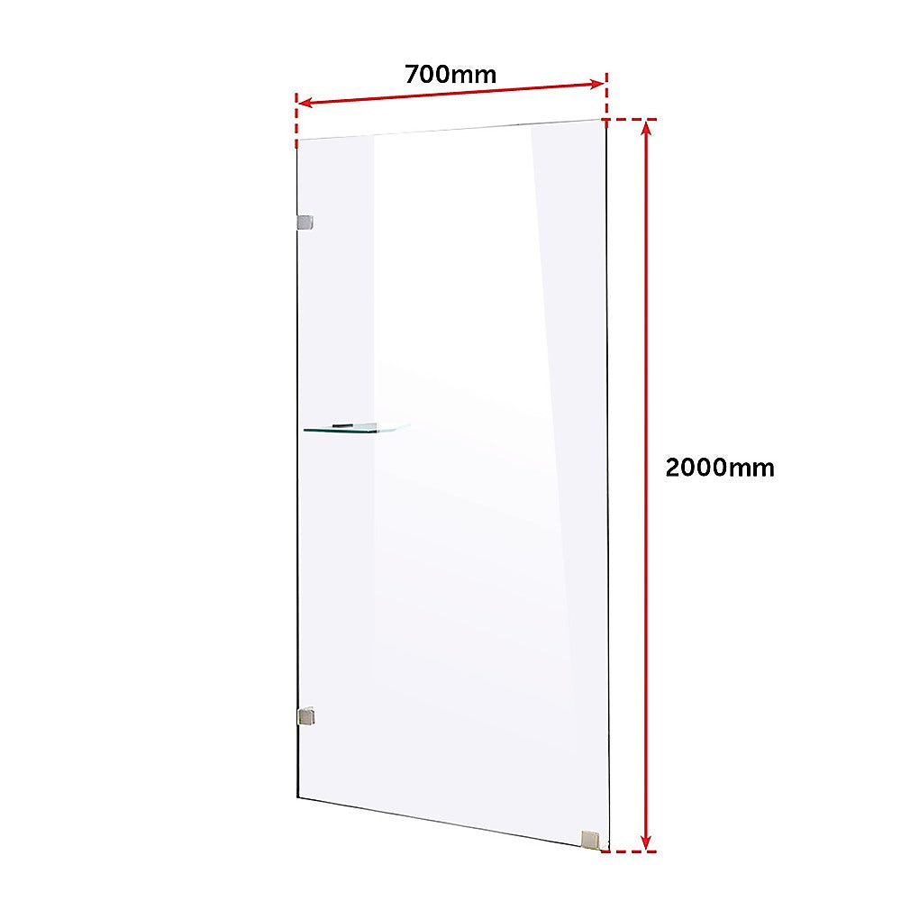 700 x 2000mm Frameless 10mm Safety Glass Shower Screen