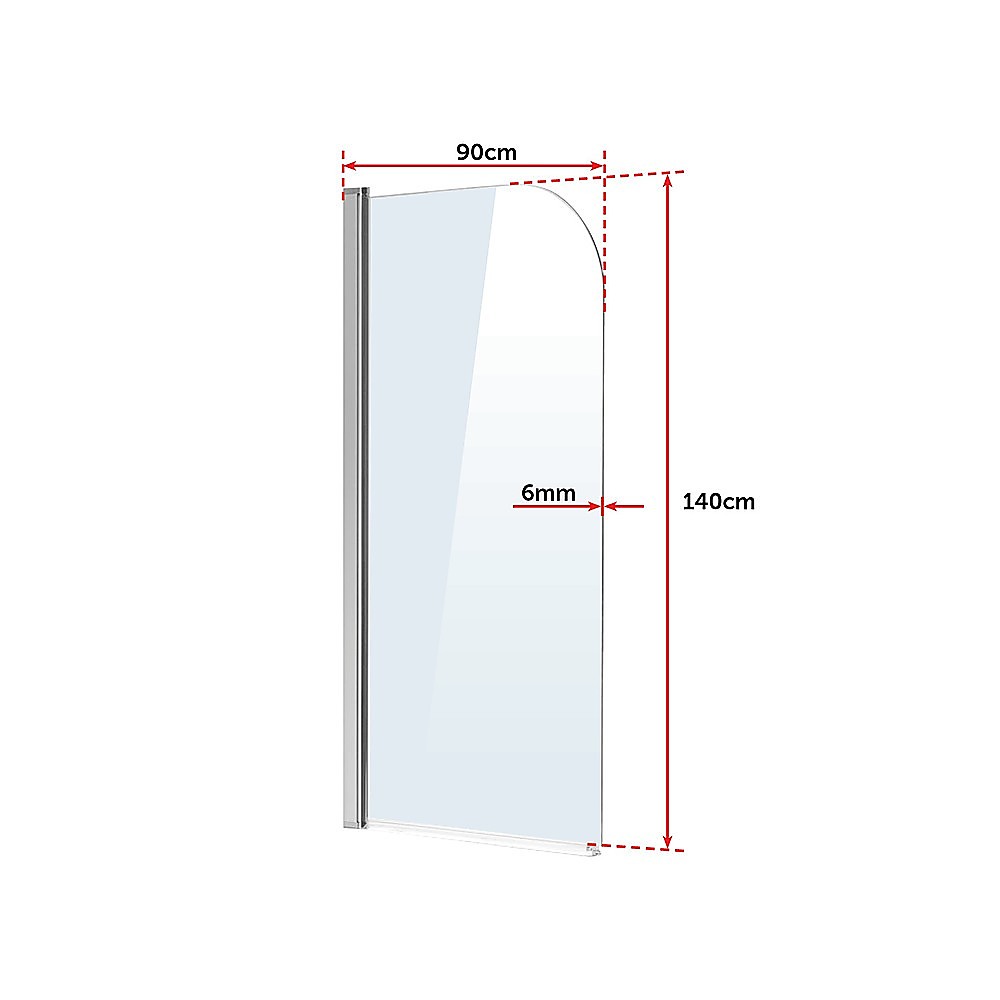 180° Pivot Door 6mm Safety Glass Bath Shower Screen 900x1400mm By Della Francesca