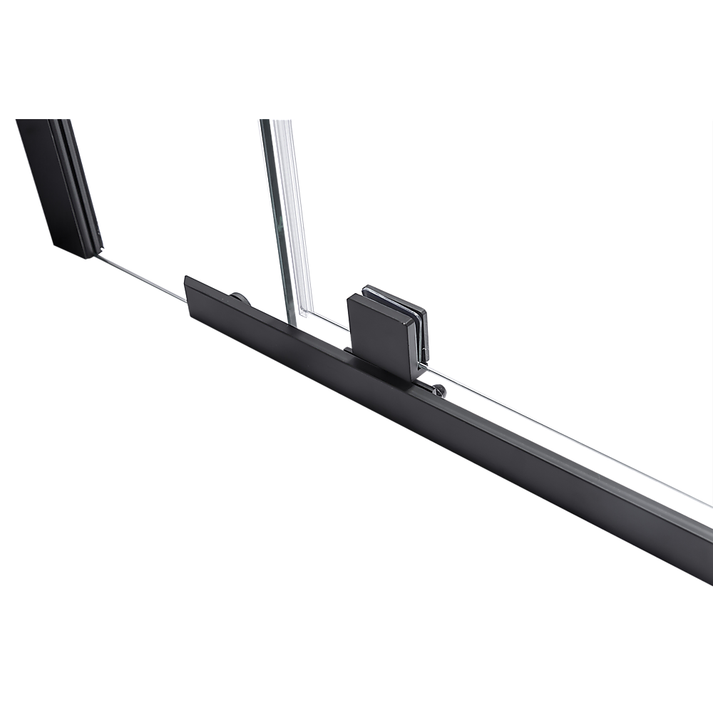 900x700x1900mm Pivot Shower Screen, Black Frame, Glass