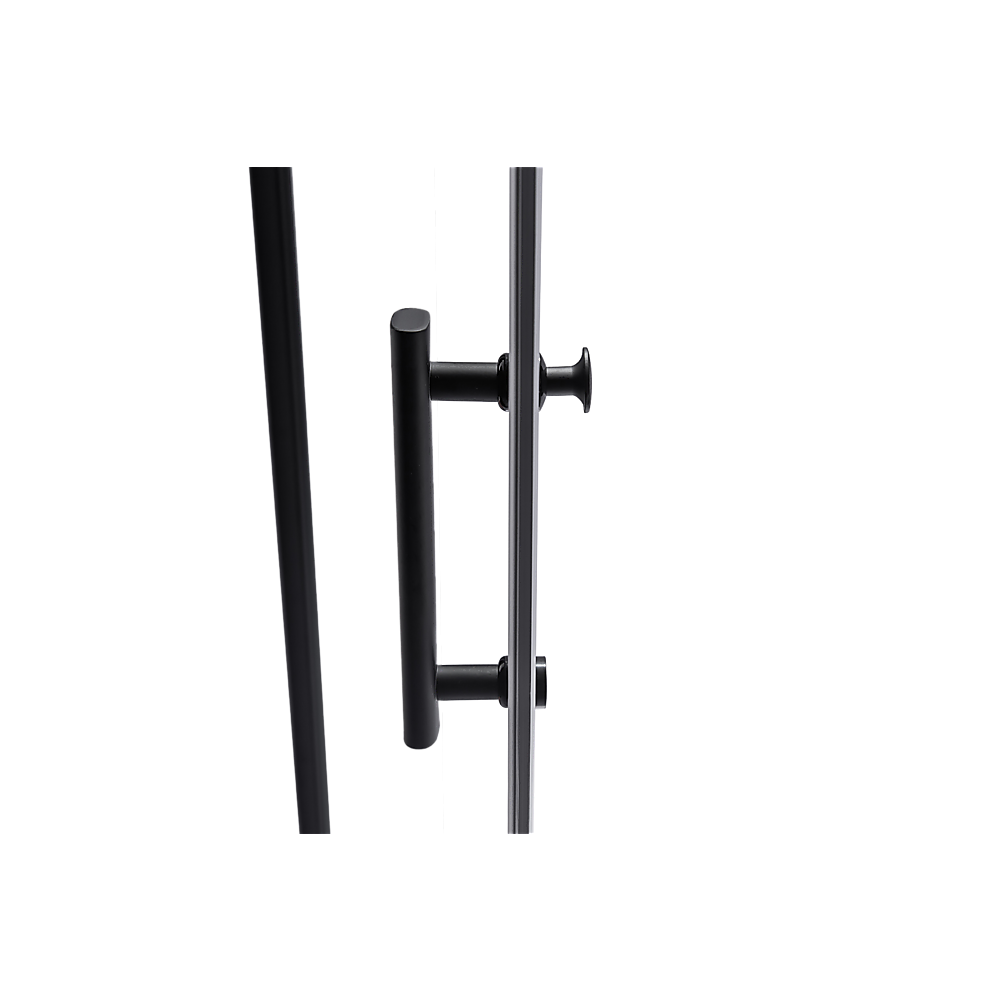 900x700x1900mm Pivot Shower Screen, Black Frame, Glass